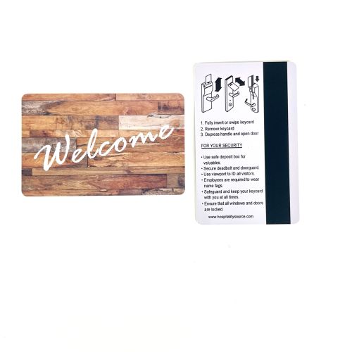 Magnetic Strip Welcome Key Card, Natural Wood Design